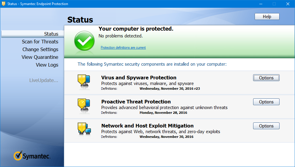 Symantec endpoint protection windows 10 update